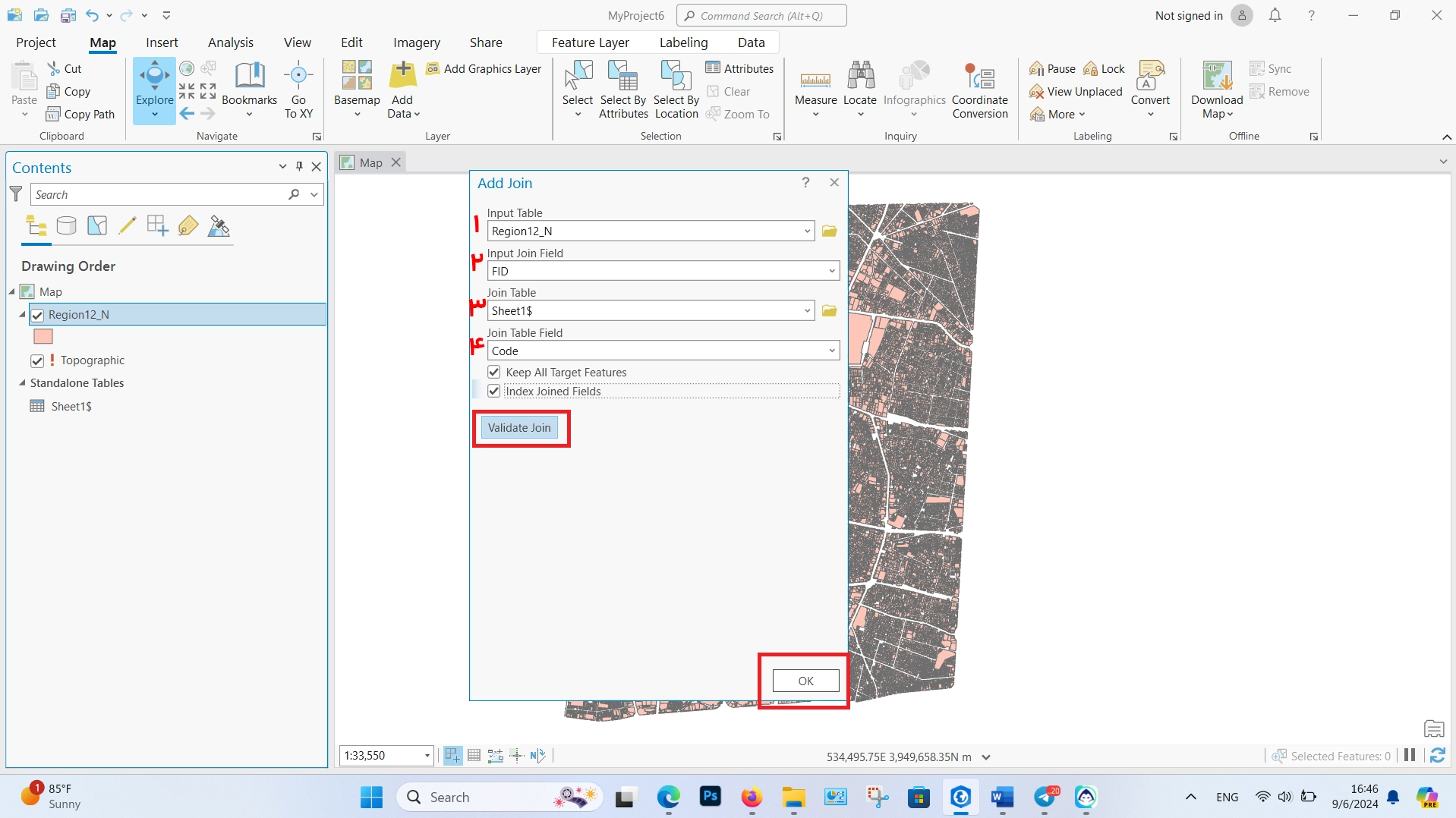 اتصال فایل اکسل به لایه در ArcGIS Pro