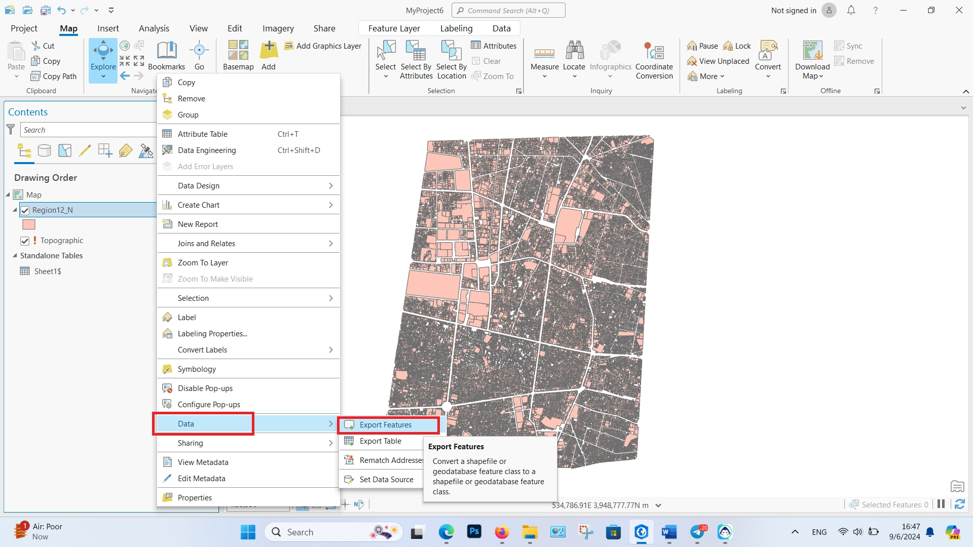 خروجی شیپ فایل در ArcGIS Pro