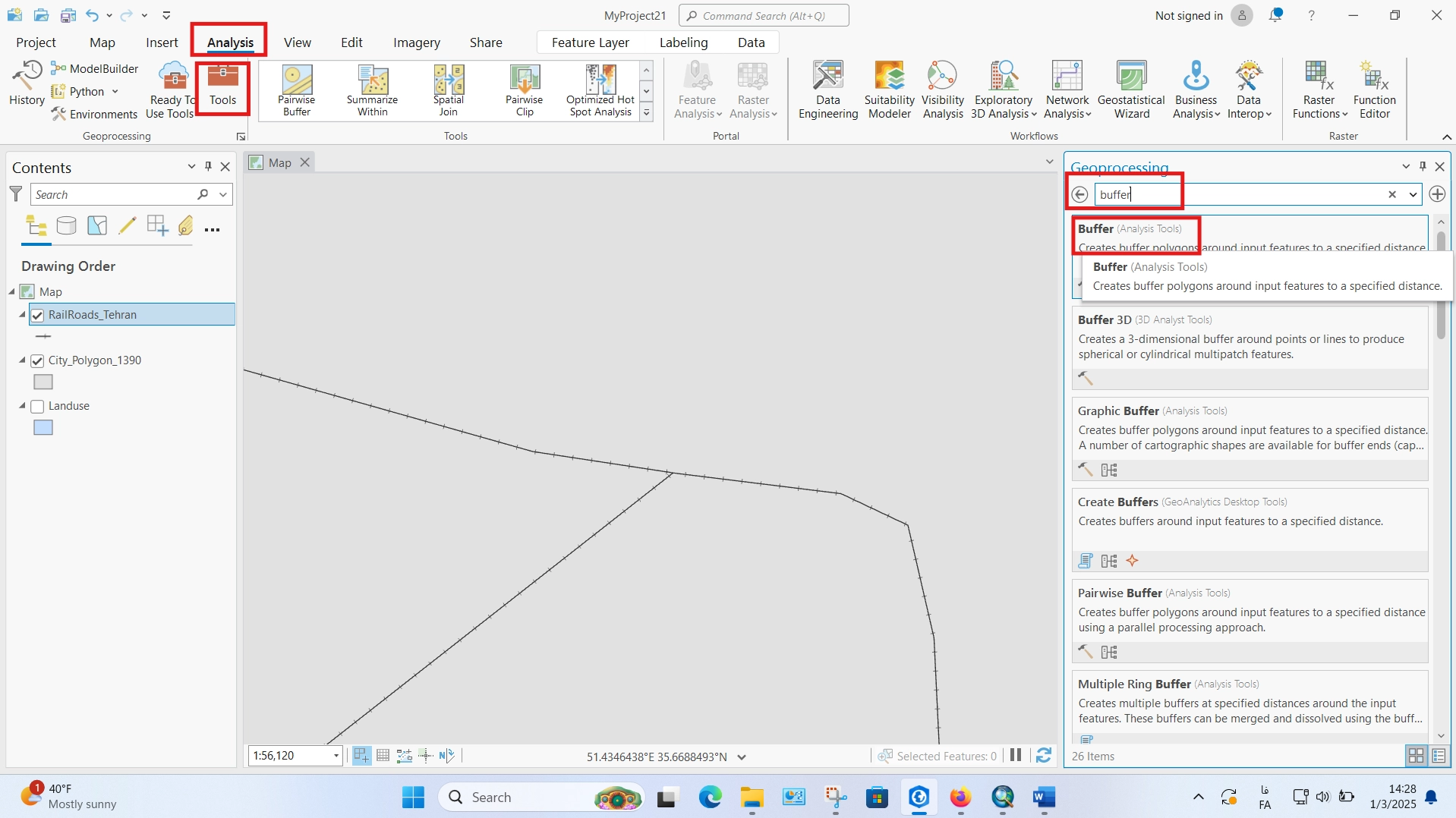 آموزش کامل ابزار بافر در ArcGIS Pro گروه شهرسازی و معماری فیدار