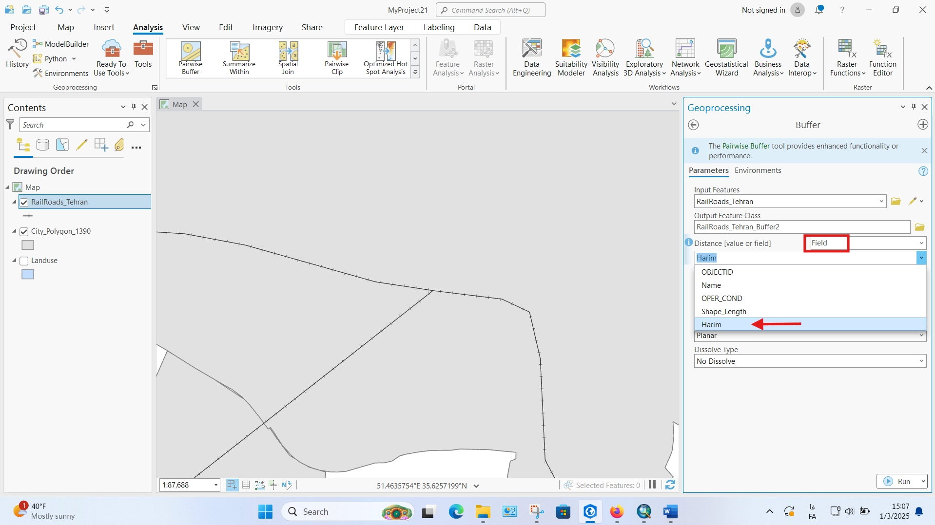 آموزش کامل ابزار بافر در ArcGIS Pro گروه شهرسازی و معماری فیدار