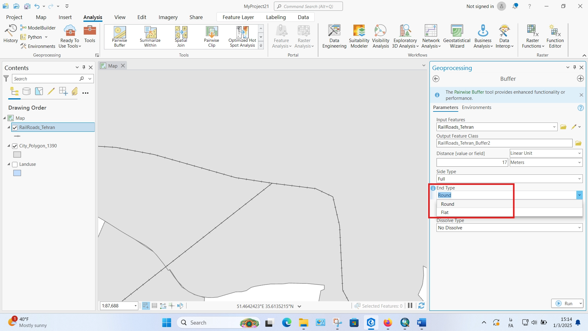 آموزش کامل ابزار buffer در ArcGIS Pro گروه شهرسازی و معماری فیدار