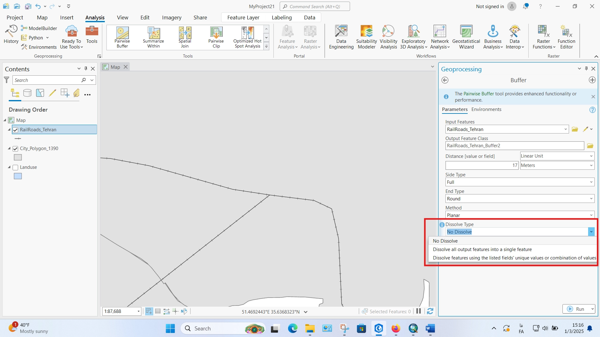 آموزش کامل ابزار بافر در ArcGIS Pro گروه شهرسازی و معماری فیدار