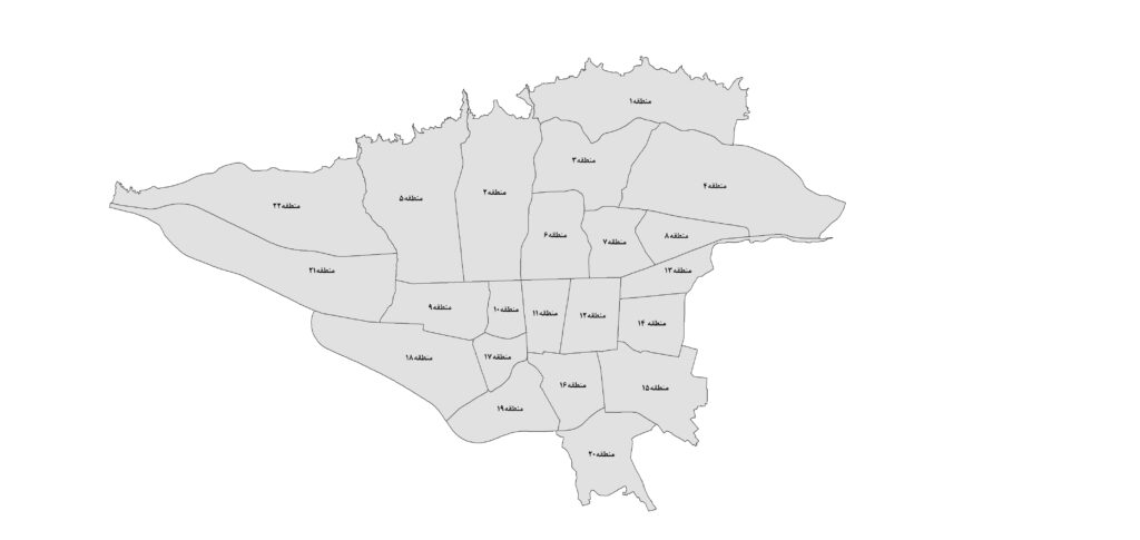 لایه GIS مناطق تهران